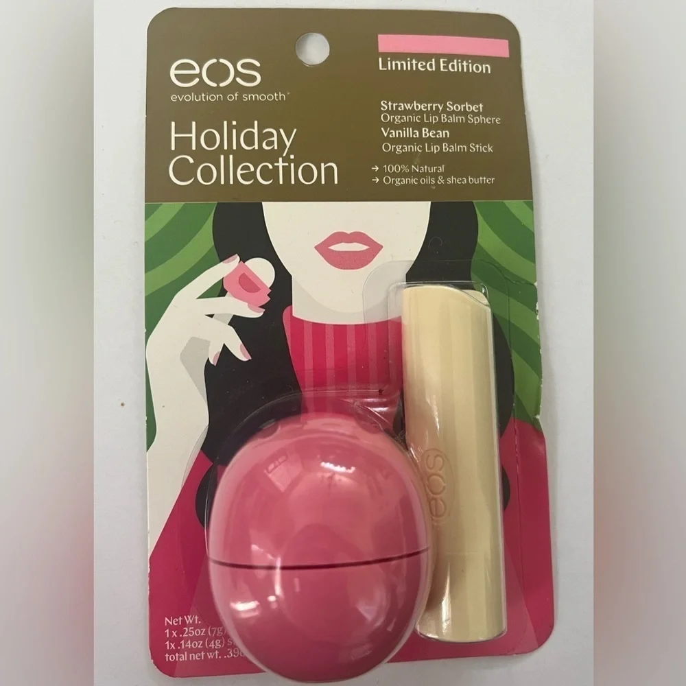 New & sealed set of 2 eos lip balm stick & sphere bundle